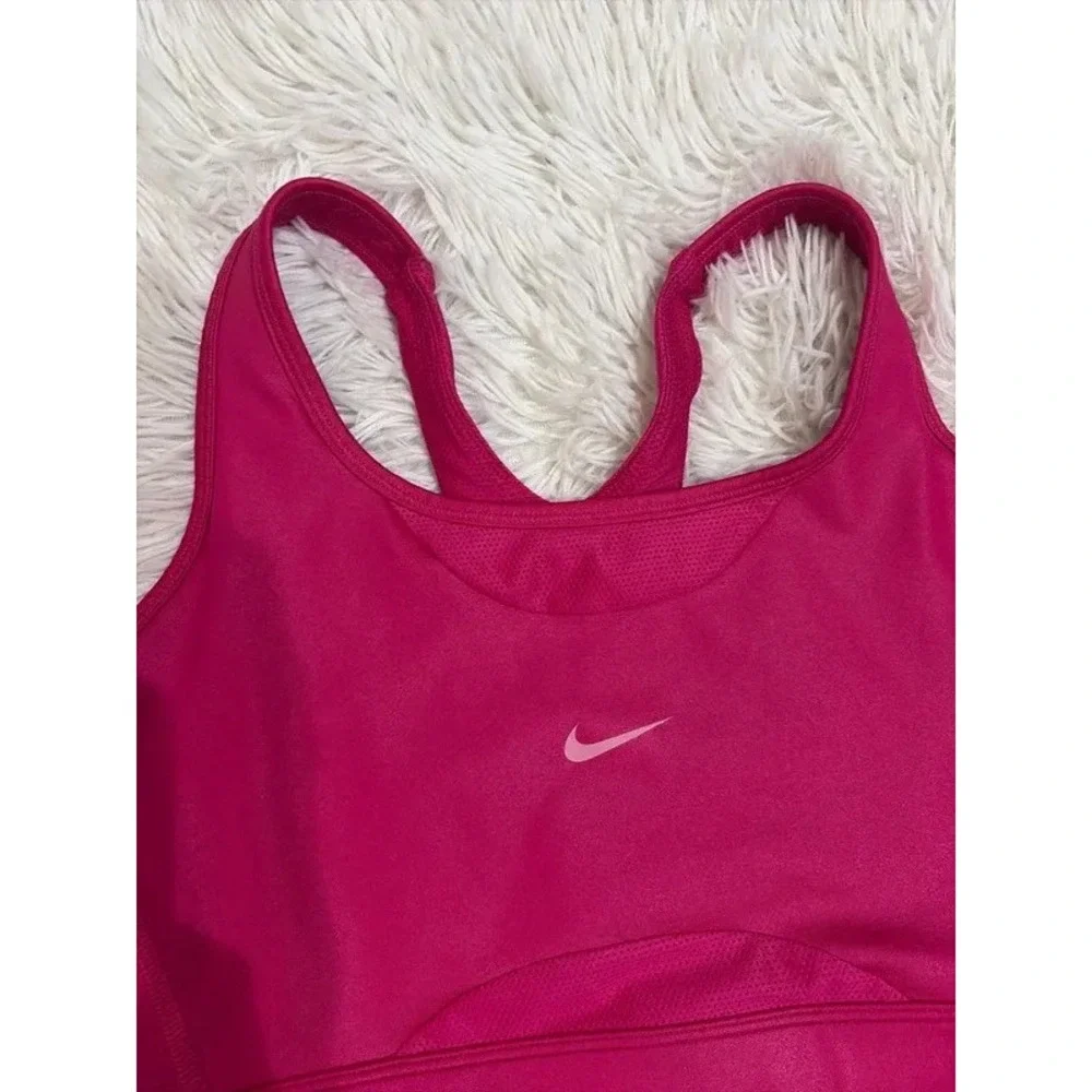 Nike Sports Bra Size M Pink Gray Racerback Dri Fit Swoosh Logo Workout Lot of 2